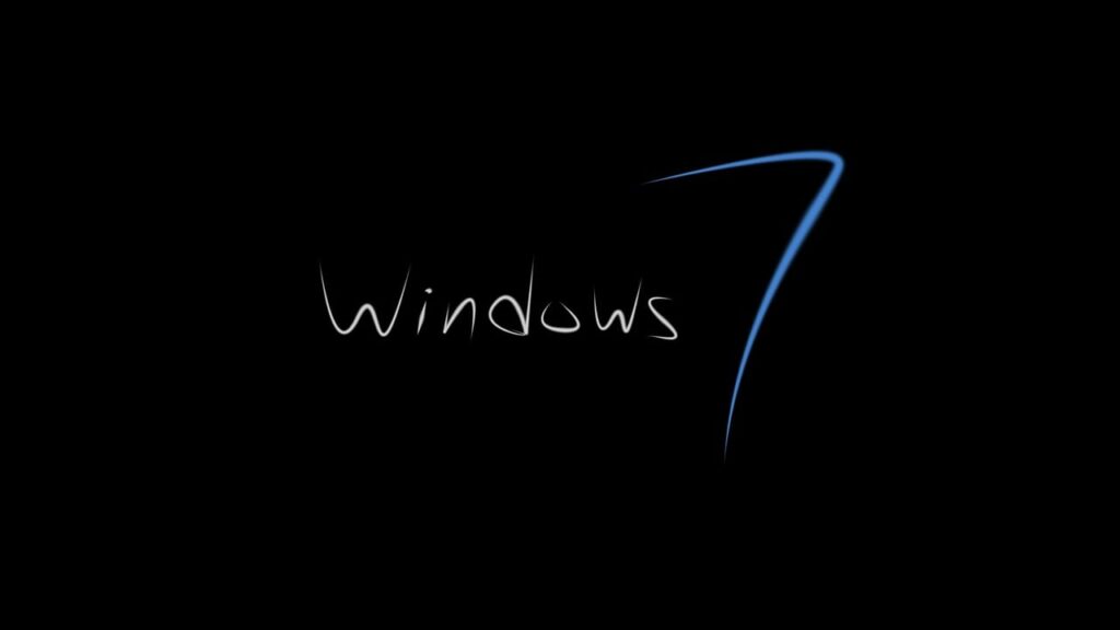 windows 7 text on a black background